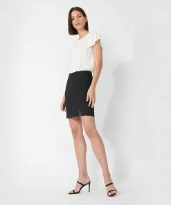 Forcast Vanessa Side Split Mini Skirt Black