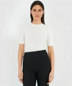 Forcast Marie Puff Sleeve Knit Top Ivory