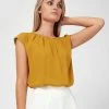 Forcast Jolie Pleat Neck Blouse Mustard