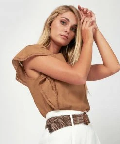 Forcast Darla Ruffle Sleeve Top Light Tan -Deals The Style Setters Store http3A2F2Fstatic.theiconic.com .au2Fp2Fforcast 4586 2878051 3