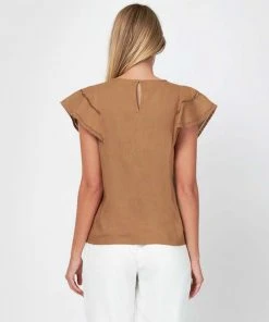 Forcast Darla Ruffle Sleeve Top Light Tan -Deals The Style Setters Store http3A2F2Fstatic.theiconic.com .au2Fp2Fforcast 4591 2878051 5