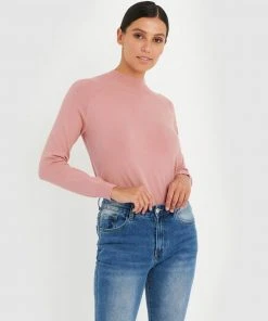 Forcast Maneh Mock Neck Knit Dusty Pink