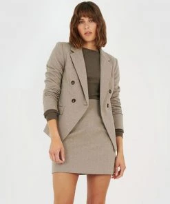 Forcast Opal Double Breasted Blazer Oatmeal