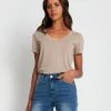 Forcast Lili V Modal Tee Simple Taupe