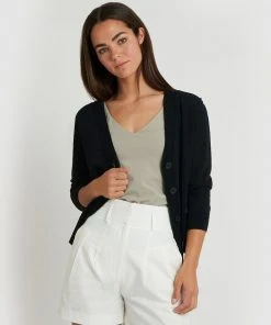 Forcast Layne Button Down Knit Cardigan Black