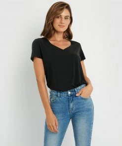 Forcast Lili V Modal Tee Black