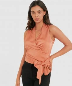 Forcast Jaclyn Wrap Blouse Gold Tan -Deals The Style Setters Store http3A2F2Fstatic.theiconic.com .au2Fp2Fforcast 4733 9634121 5
