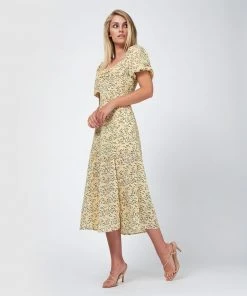 Forcast Harmony Puff Sleeve Side Split Midi Dress Lemon Icing -Deals The Style Setters Store http3A2F2Fstatic.theiconic.com .au2Fp2Fforcast 4949 9385151 5