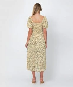 Forcast Harmony Puff Sleeve Side Split Midi Dress Lemon Icing -Deals The Style Setters Store http3A2F2Fstatic.theiconic.com .au2Fp2Fforcast 4951 9385151 6