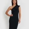 Forcast Reyna One Shoulder Knit Dress Black