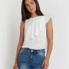 Forcast Rosalyn Ruffle Neck Blouse Ivory