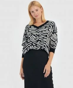 Forcast Blair Zebra Knit Sweater Black