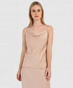 Forcast Jeslyn Cowl Neck Cami Top Summer Beige