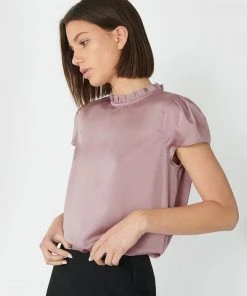 Forcast Lena Frilled Collar Shirt Purple Dove