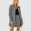 Forcast Brielle Tweed Check Coat Multi