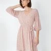 Forcast Emily Tie Waist Dress Pink