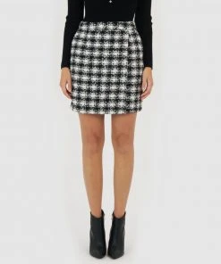 Forcast Brielle Tweed Check Skirt Multi