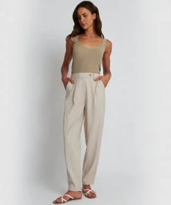 Forcast Abbigail High-Waisted Tapered Pants Beige -Deals The Style Setters Store http3A2F2Fstatic.theiconic.com .au2Fp2Fforcast 5827 7131741 4