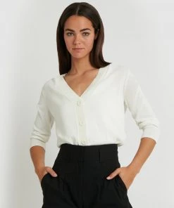 Forcast Layne Button Down Knit Cardigan Ivory