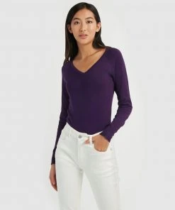 Forcast Chrissy V-Neck Knit Purple