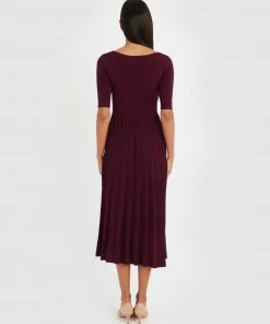 Forcast Irene Pleated Knit Dress Maroon -Deals The Style Setters Store http3A2F2Fstatic.theiconic.com .au2Fp2Fforcast 6230 9427331 3