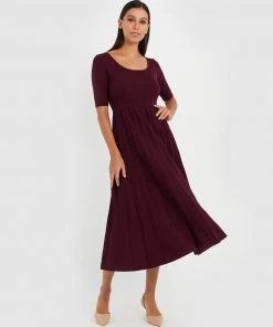 Forcast Irene Pleated Knit Dress Maroon -Deals The Style Setters Store http3A2F2Fstatic.theiconic.com .au2Fp2Fforcast 6232 9427331 4