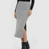 Forcast Gloria Split Knit Skirt Grey