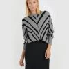 Forcast Abby Zebra Knit Sweater Grey