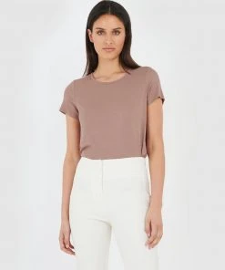 Forcast Zoie Crew Neck Tee Dark Almond