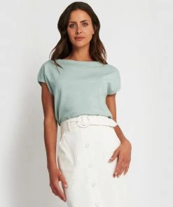Forcast Leslie Knit Top Dusty Mint