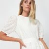 Forcast Daniella Puff Sleeve Tie Waist Dress Ivory