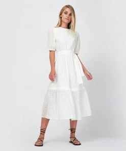 Forcast Daniella Puff Sleeve Tie Waist Dress Ivory -Deals The Style Setters Store http3A2F2Fstatic.theiconic.com .au2Fp2Fforcast 6603 5602941 3