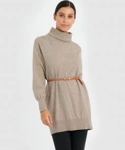 Forcast Kristy Tunic Knit Top Almond