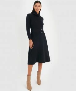 Forcast Gianni A-Line Knit Dress Black