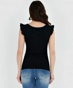 Forcast Erin Ruffle Sleeve Tee Black -Deals The Style Setters Store http3A2F2Fstatic.theiconic.com .au2Fp2Fforcast 6781 3628911 3