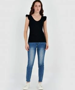 Forcast Erin Ruffle Sleeve Tee Black -Deals The Style Setters Store http3A2F2Fstatic.theiconic.com .au2Fp2Fforcast 6785 3628911 5