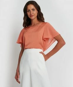 Forcast Delia Flutter Sleeve Blouse Apricot