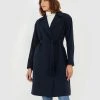 Forcast Ophelia Tie Waist Coat Navy