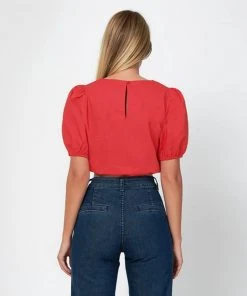 Forcast London Puff Sleeve Crop Top Red -Deals The Style Setters Store http3A2F2Fstatic.theiconic.com .au2Fp2Fforcast 6948 5301051 4