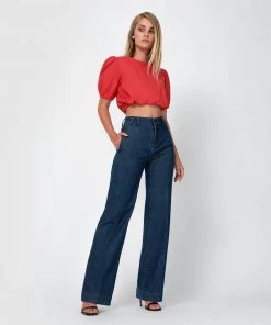 Forcast London Puff Sleeve Crop Top Red -Deals The Style Setters Store http3A2F2Fstatic.theiconic.com .au2Fp2Fforcast 6951 5301051 5