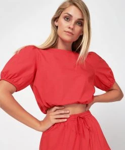 Forcast London Puff Sleeve Crop Top Red -Deals The Style Setters Store http3A2F2Fstatic.theiconic.com .au2Fp2Fforcast 6953 5301051 6
