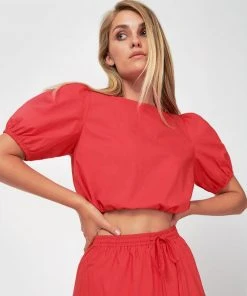 Forcast London Puff Sleeve Crop Top Red -Deals The Style Setters Store http3A2F2Fstatic.theiconic.com .au2Fp2Fforcast 6955 5301051 7