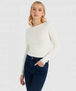 Forcast Stacey Boat Neck Knit Ivory