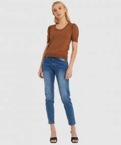 Forcast Rina Puff Sleeve Knit Top Brown Patina -Deals The Style Setters Store http3A2F2Fstatic.theiconic.com .au2Fp2Fforcast 7786 0297521 4