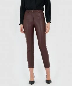 Forcast Luisa Faux Leather Pants Chocolate
