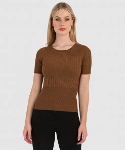 Forcast Nola Ribbed Knit Caramel