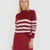 Forcast Zariyah Pinstripe Sweater Red