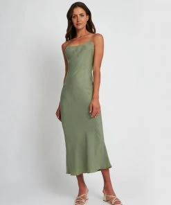 Forcast Celine Slip Dress Khaki