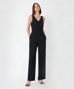 Forcast Elena V-Neck Jumpsuit Black