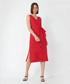 Forcast Scarlet Tie Waist Dress Red -Deals The Style Setters Store http3A2F2Fstatic.theiconic.com .au2Fp2Fforcast 8264 9914251 2